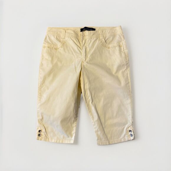 Gloria Vanderbilt The The Perfect Fit Capri Yellow Floral Embroidered Size 14‎ - Picture 1 of 6